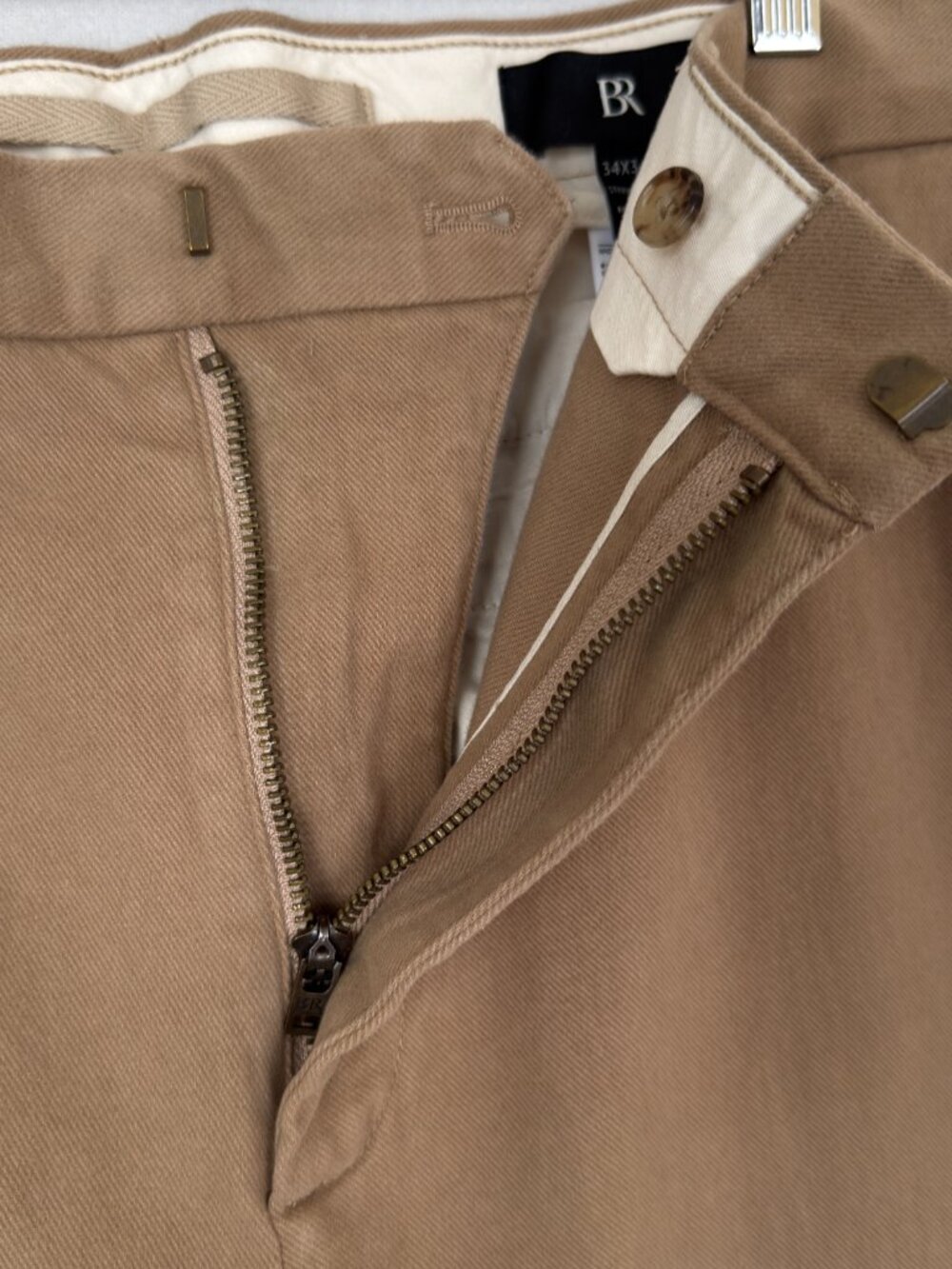 Banana Republic BR Straight Fit Khaki Pants Mens Size 34x34 Tan Stretch Chino - Picture 7 of 13